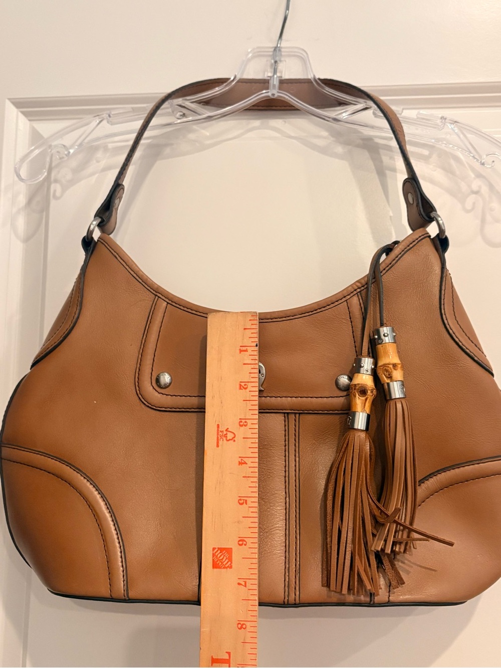Etienne Aigner Tan Leather Hobo with Tassel Detail - Picture 3 of 8